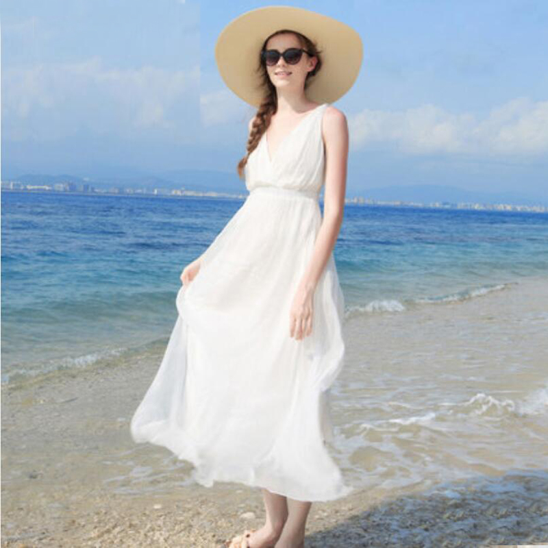 Women 100 Silk dress Beach dress 100% Natural Silk solid rose green white dress Holiday summer dresses